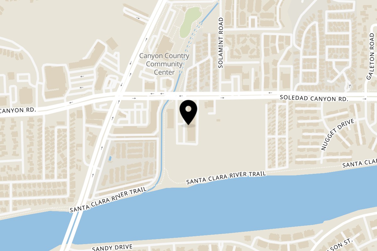 Map showing the location of Sen Noodle House on 18350 Soledad Canyon Rd Unit A in Santa Clarita